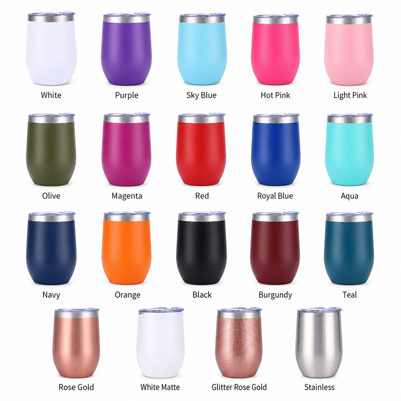 12Oz Egg Shape Double Wall 304 Stainless Steel Vacuum Insulated Wine Tumbler