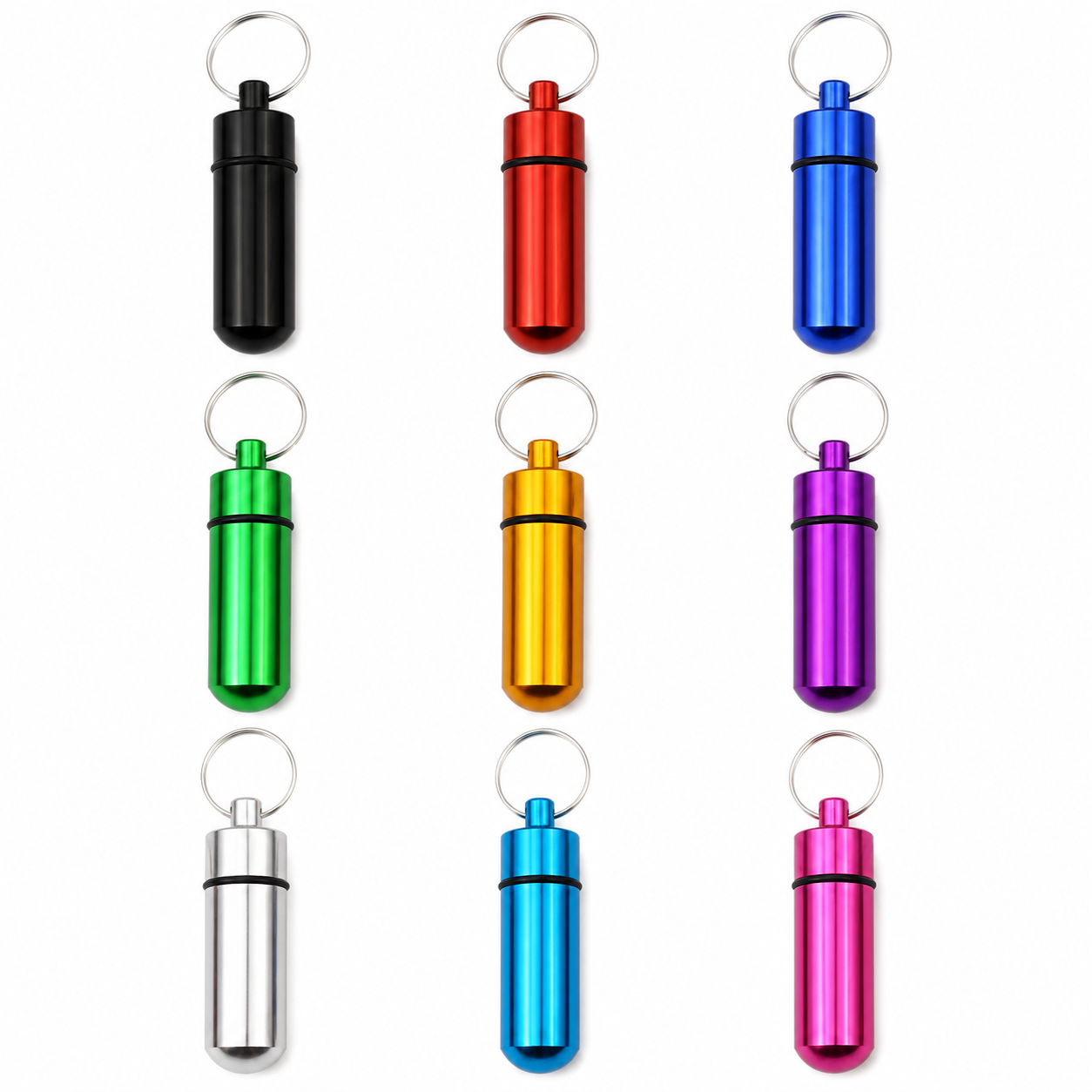 Waterproof Aluminum Emergency Pill Case W/ Keychain