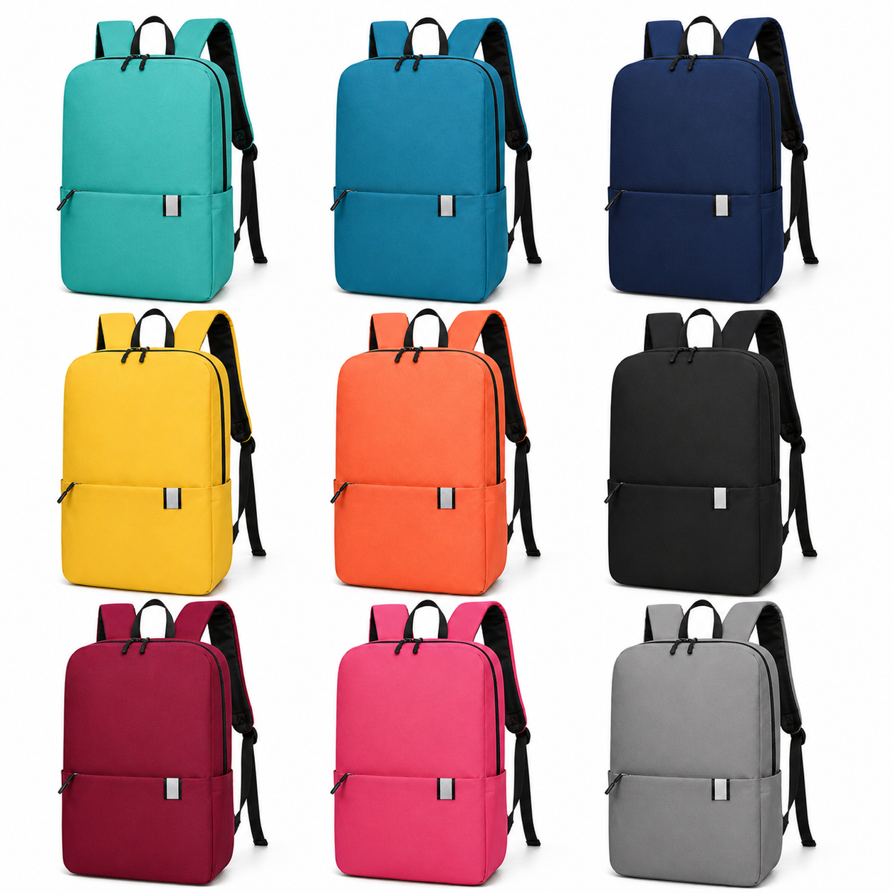 15 inch Water Resistant Polyester Lightweight Backpack Front Pocket Daypack