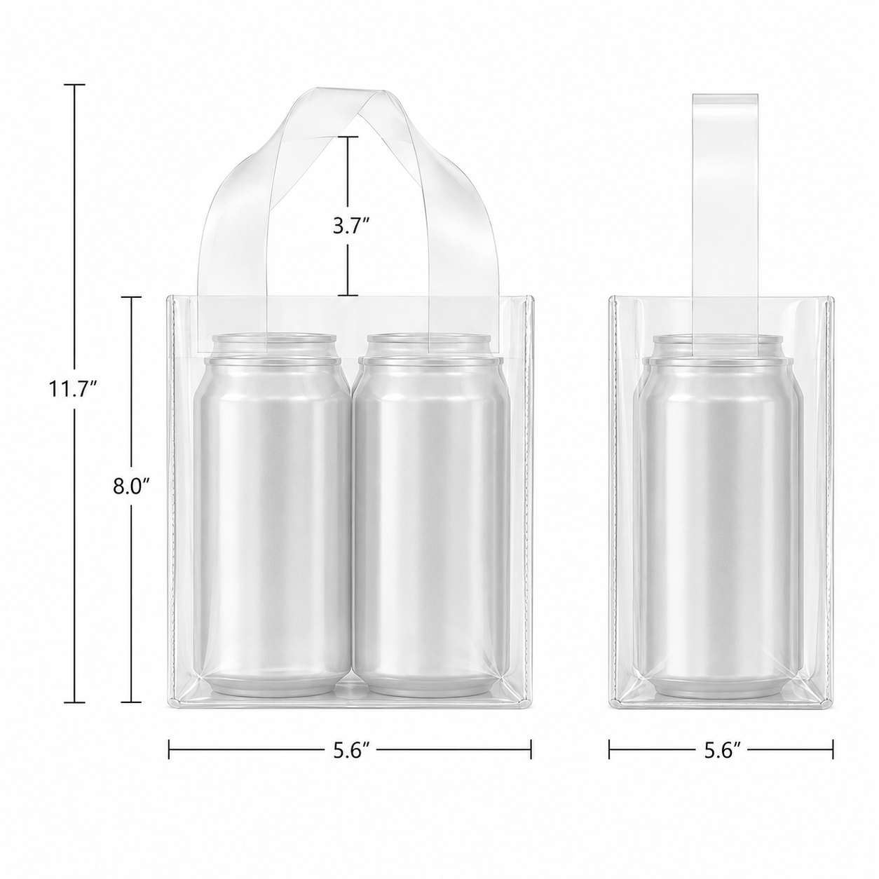 12" Clear Pvc Can Cooler Tote Bag 4 Pack Beer Carrier Handle Bag