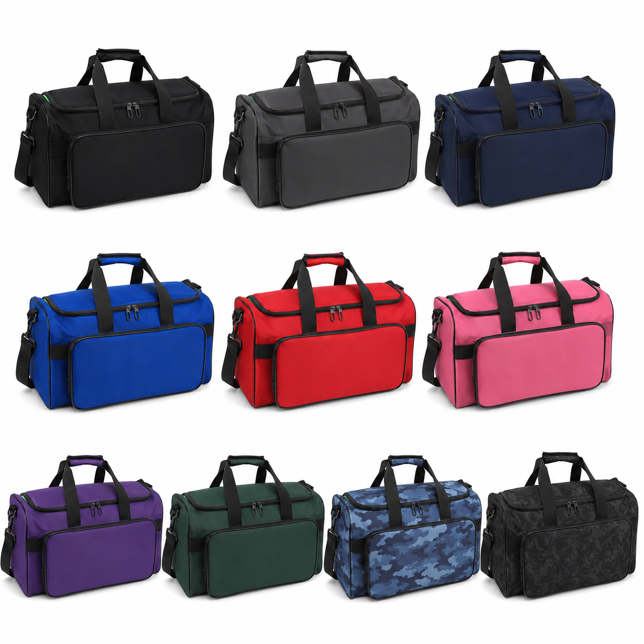 18.9" Water-Resistant Oxford Sports Duffel Bag W/ Padded Divider