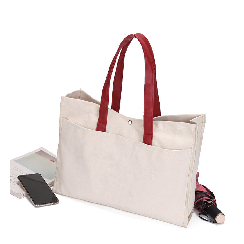 Reusable Heavy Duty Large Canvas Tote Shoulder Bag With Gusset