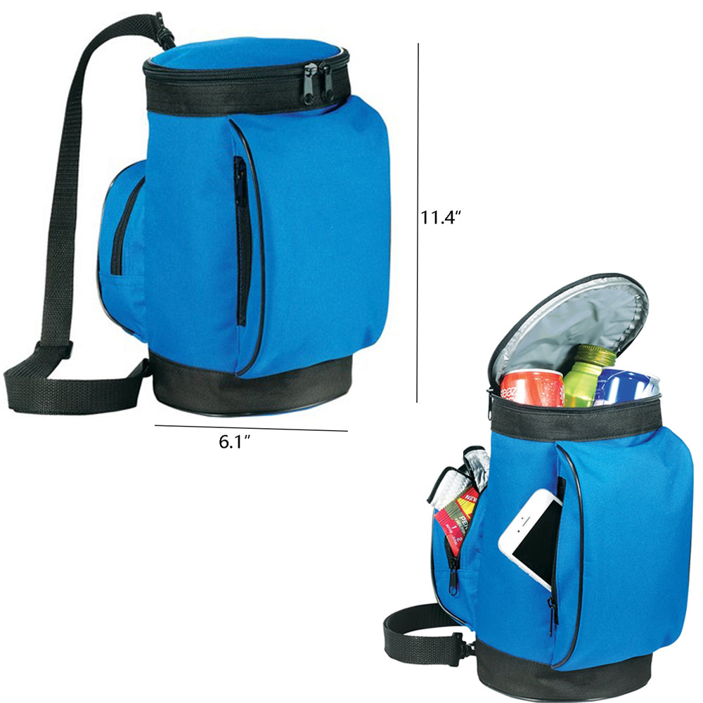 11'' Oxford 6-can Golf Insulated Cooler Bag With Muti-pockets