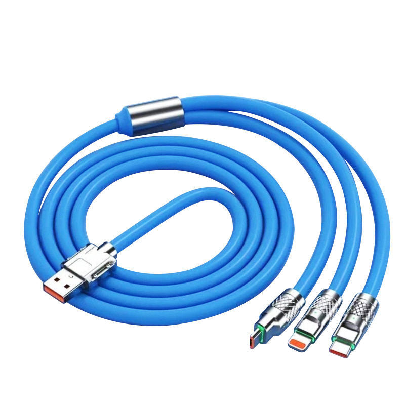 47" Long Universal 3 in 1 Silicone Type C Charging Cable