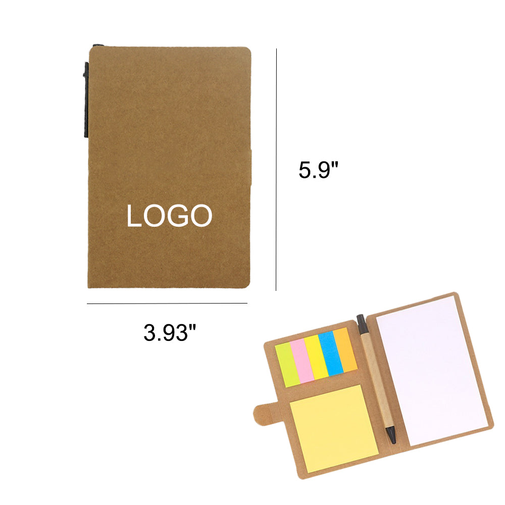 Compact 3.9''x 5.9'' Notepad & Sticky Notes Set with Pen