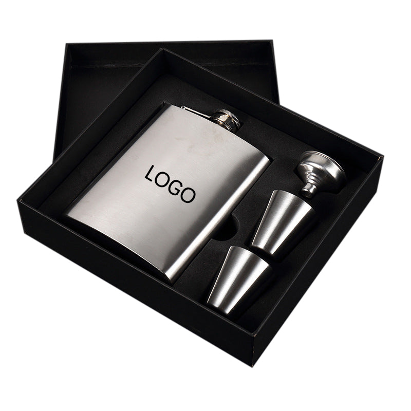 4pcs/set Stainless Steel Hip Flask, Shot Glass and Funnel Gift Box