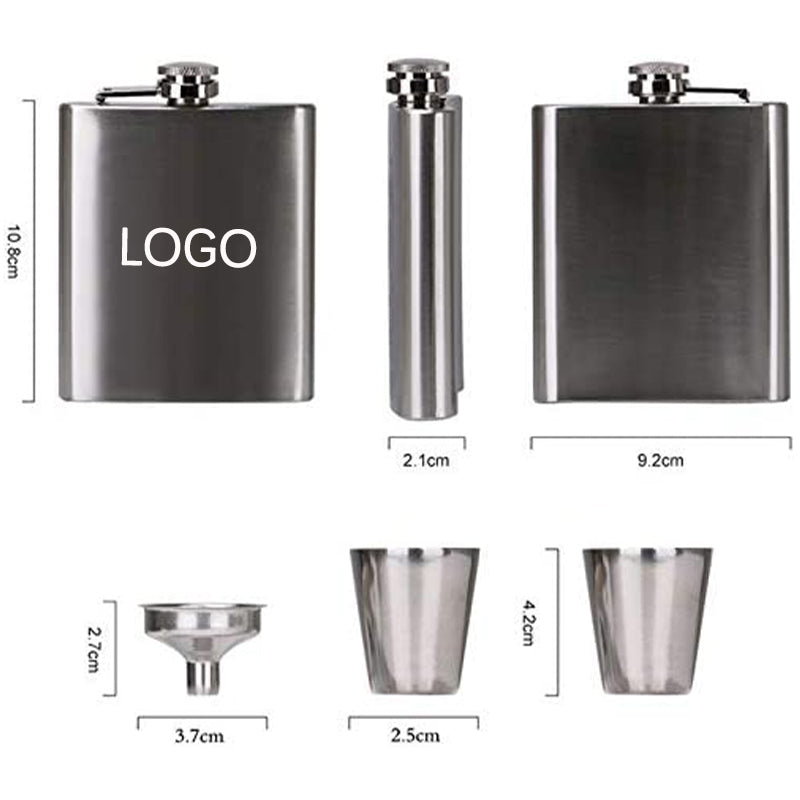 4pcs/set Stainless Steel Hip Flask, Shot Glass and Funnel Gift Box