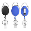 Retractable ID Badge Card Holder Carabiner Badge Reel with Belt Clip and Key Ring