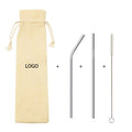 8.5" 2 Steel Straw+1Brush with Jute Bag Set