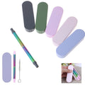 Collapsible Telescopic Rainbow Straw Set In Case