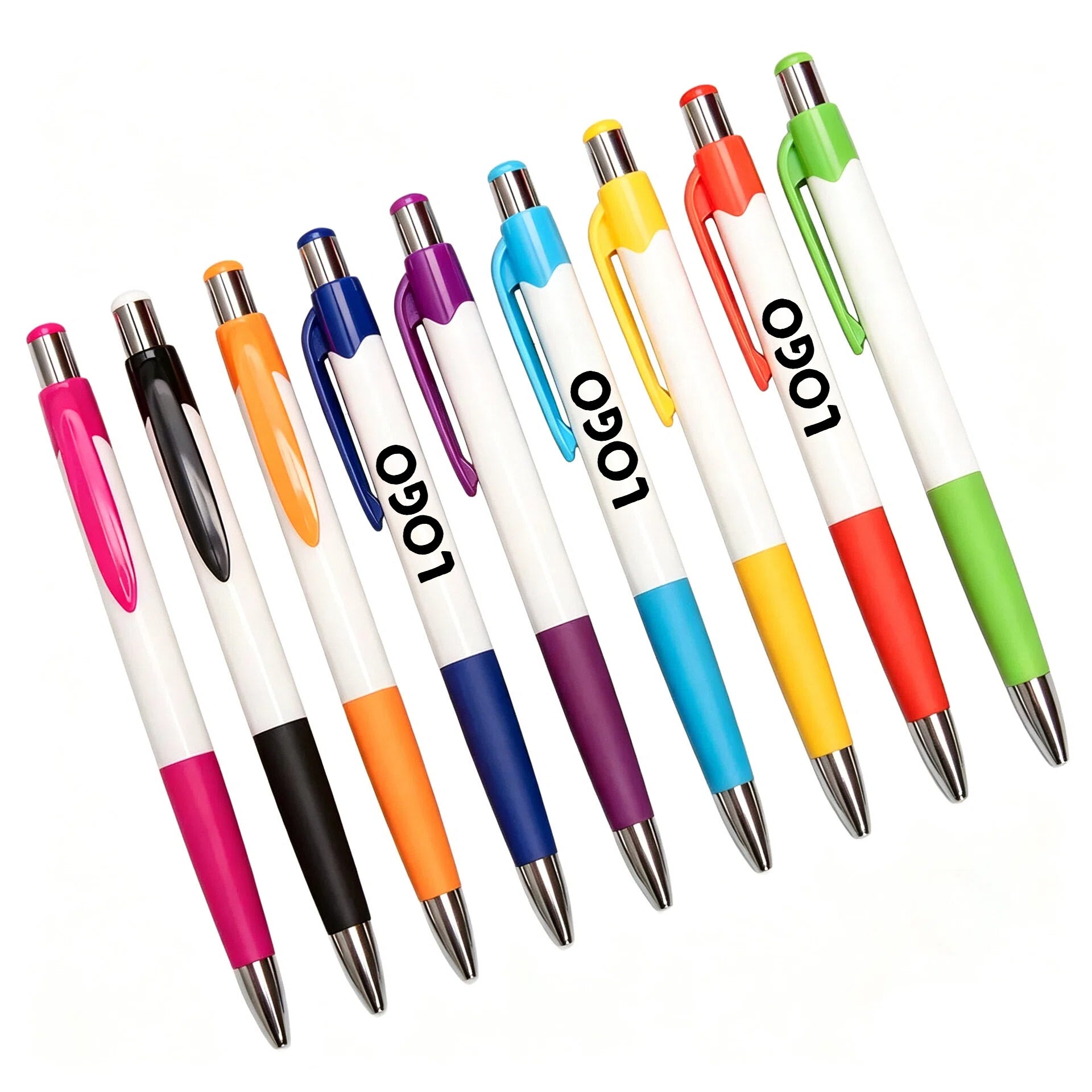 Retractable Plastic Ballpoint Pen W/ Colorful Clip