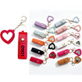 Pu Leather Lipstick Case W/ Keychain & Mirror