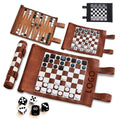 Roll-Up Pu Leather Chess & Backgammon Set