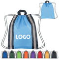 210D Poly Drawstring Backpack W/ Reflective Stripes