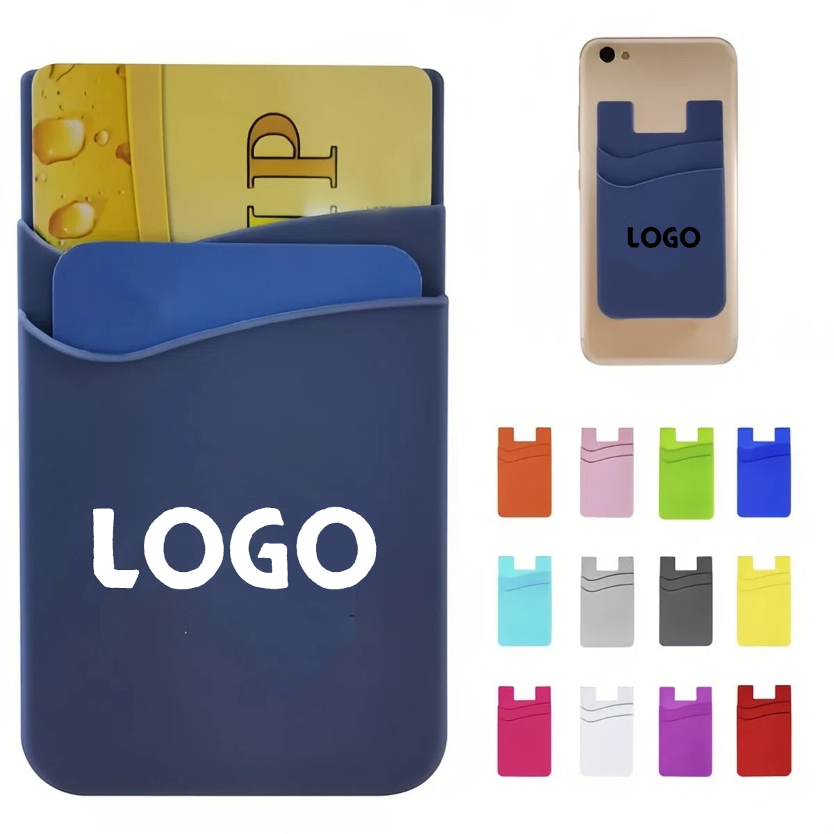 Silicone Phone Wallet W/ Double Pockets