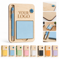 7" Wooden Memo Holder Set W/ Pen Slot & Sticky Note