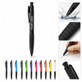 Push Action Plastic Ballpoint Pen W/ Black Barrel & Soft Grip