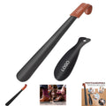 Ergonomic 2 Piece Leather Handle Stainless Steel Shoe Horn Set