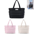 Padded Nylon Puffy Tote Bag with Multiple Pockets