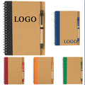 Spiral Kraft Hard Cover Notebook Journal W/Ballpoint Pen