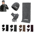 Knitted Thickened Beanie Scarf Touchscreen Gloves Warmer Set